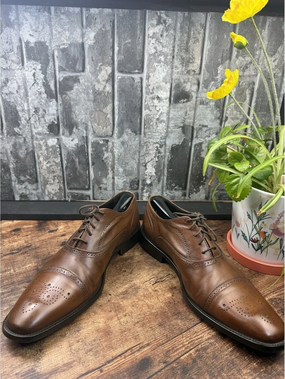 Vittorio Russo Men’s Brown Leather Oxford Dress Shoes Brogue US 10
